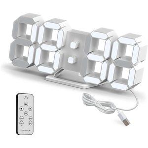 3D Led Digital Alarm Desk Clock Small Wall Clock Snooze Dimmable Time Memory